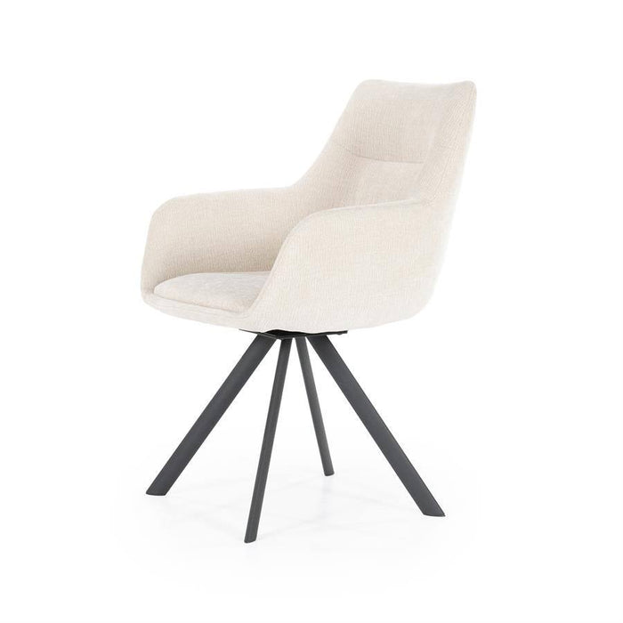Draaibare Eetkamerstoel Bliss met armsteun - beige