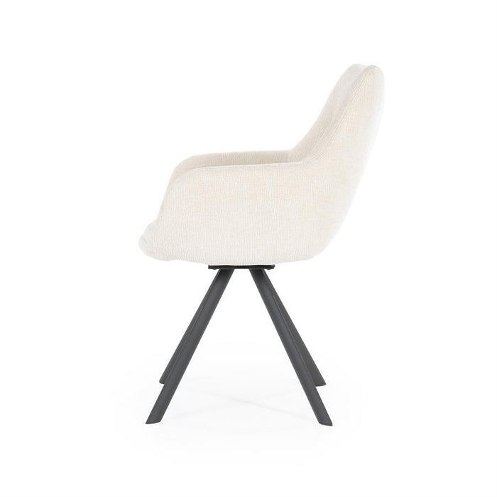 Draaibare Eetkamerstoel Bliss met armsteun - beige
