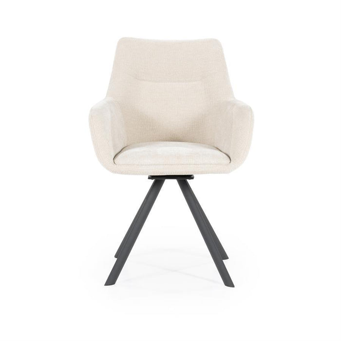 Draaibare Eetkamerstoel Bliss met armsteun - beige