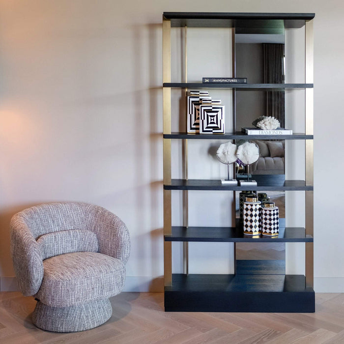 Wandkast Rigley met spiegel zwart