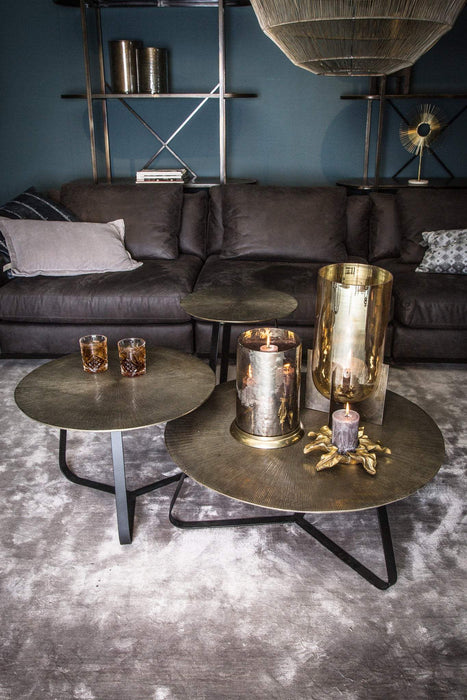 Kae Gold aluminium salontafel ijzeren frame rond M
