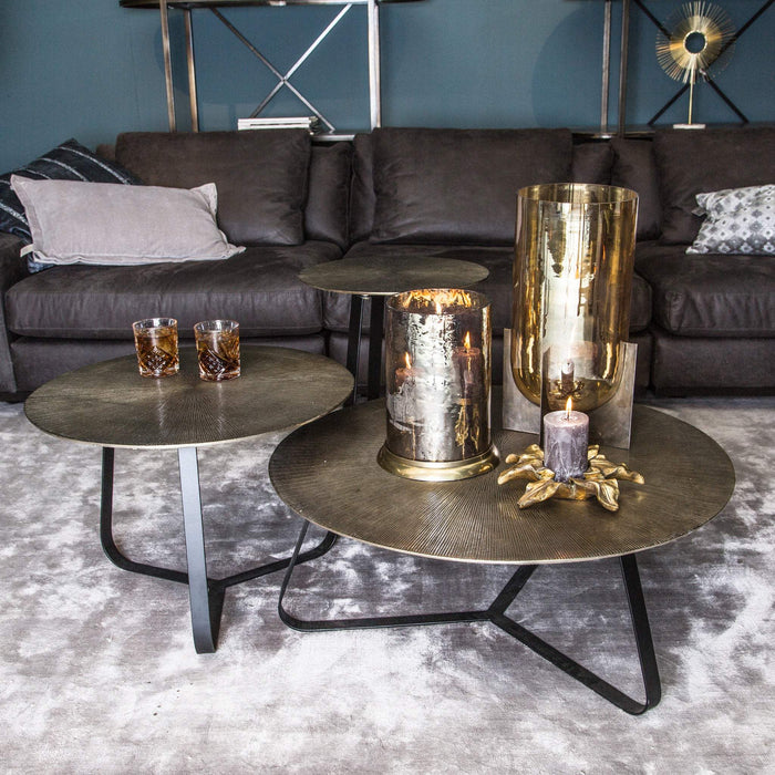 Kae Gold aluminium salontafel ijzeren frame rond S