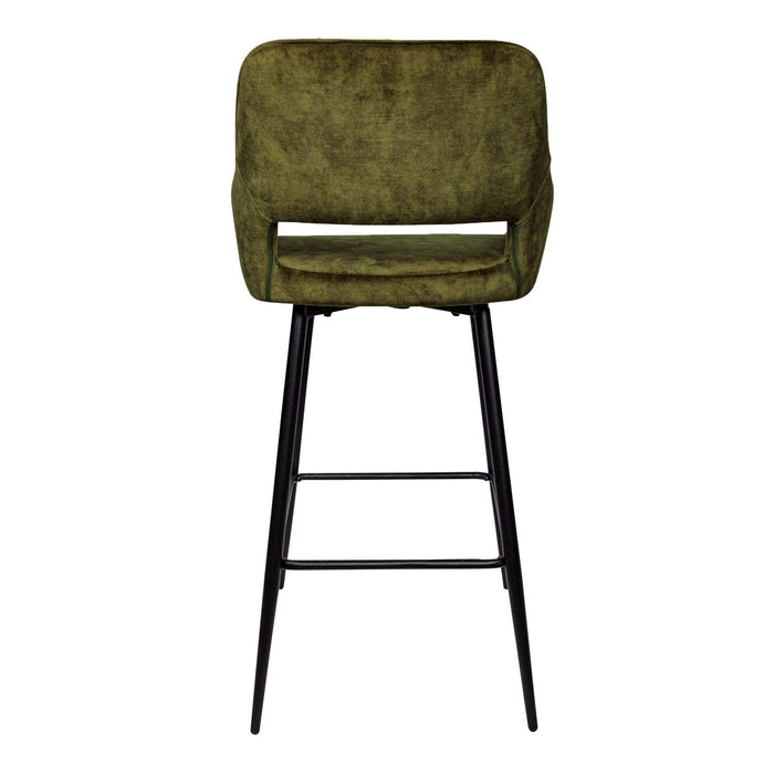 PTMD Fallon Velvet barstoel groen met zwart metaal