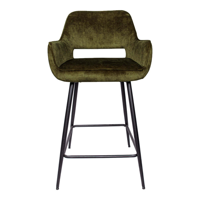 Fal LOW Fluweelgroene barkruk zwart metalen poot KD