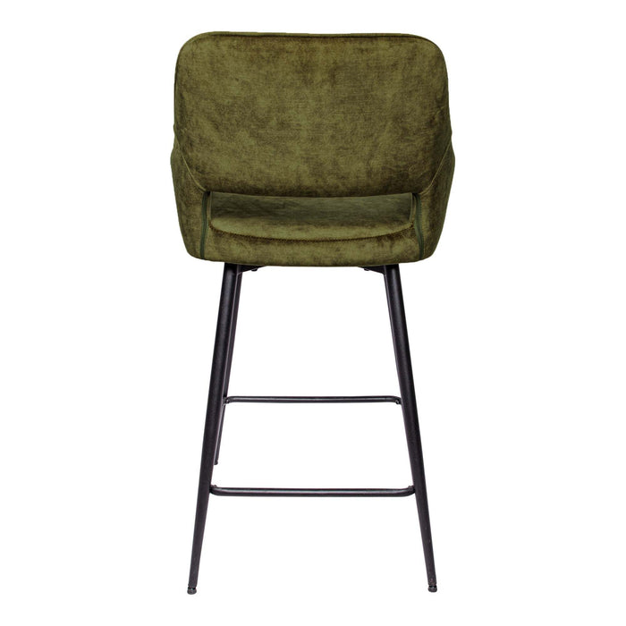 Fal LOW Fluweelgroene barkruk zwart metalen poot KD