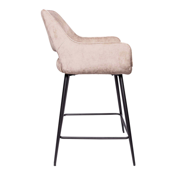 Fal LOW Velvet Khaki barkruk zwart metalen poot KD
