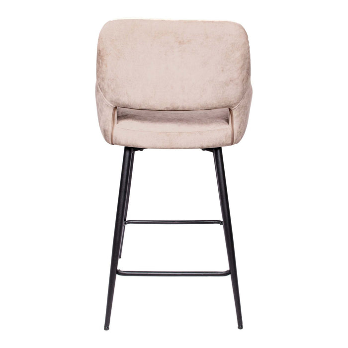 Fal LOW Velvet Khaki barkruk zwart metalen poot KD