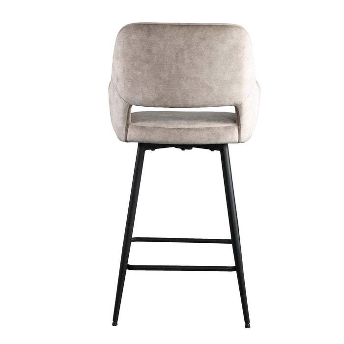 Fal LOW Velvet Khaki barkruk zwart metalen poot KD
