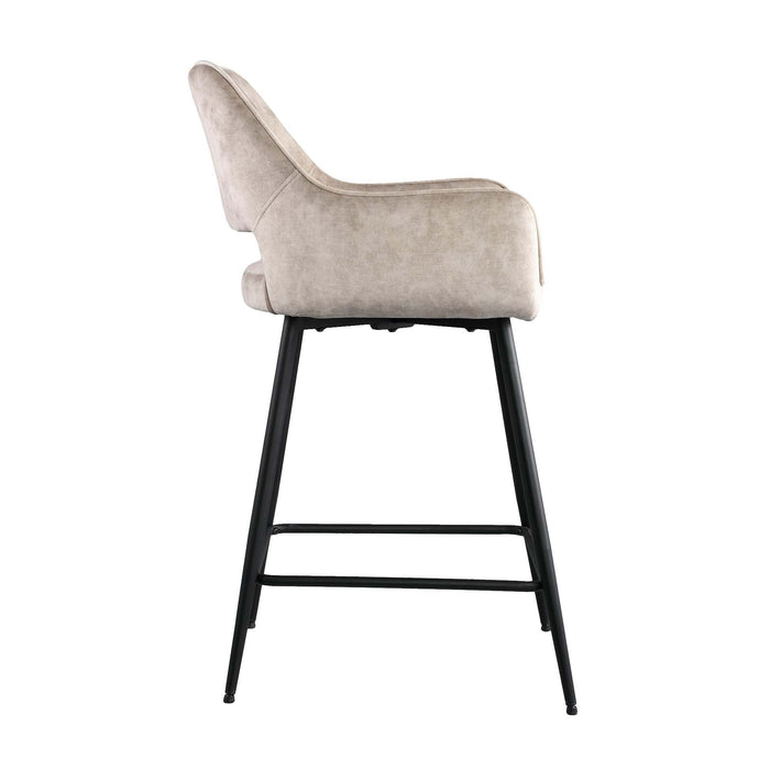 Fal LOW Velvet Khaki barkruk zwart metalen poot KD