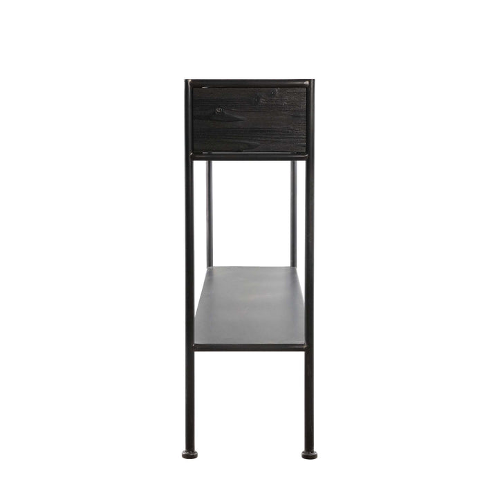 Ray Black houten sidetable metalen frame 2 lades