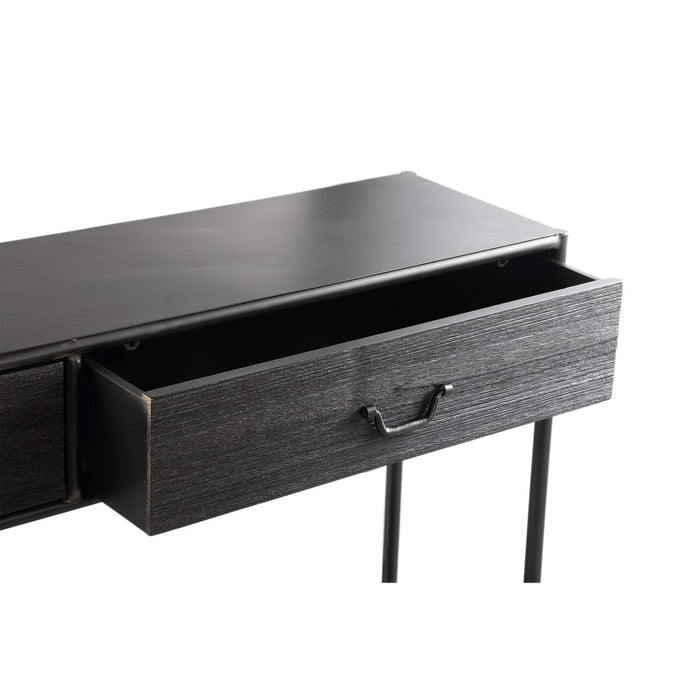 Ray Black houten sidetable metalen frame 2 lades