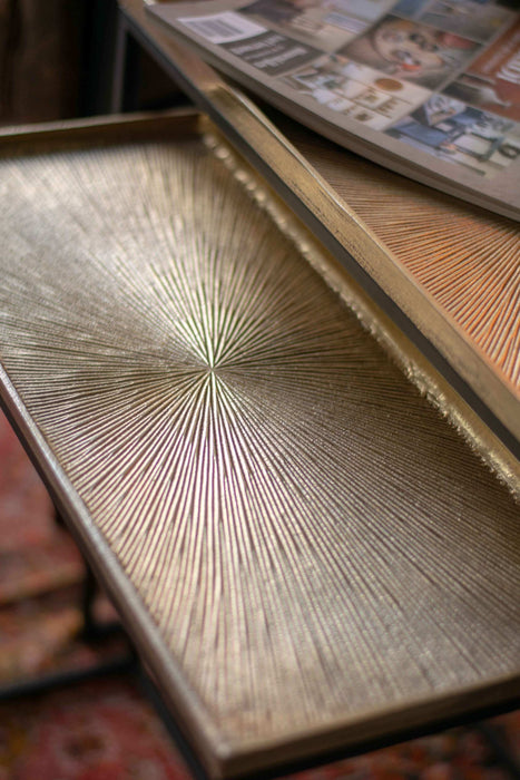 Daan Gold aluminium zwart ijzeren bijzettafel - Set van 3