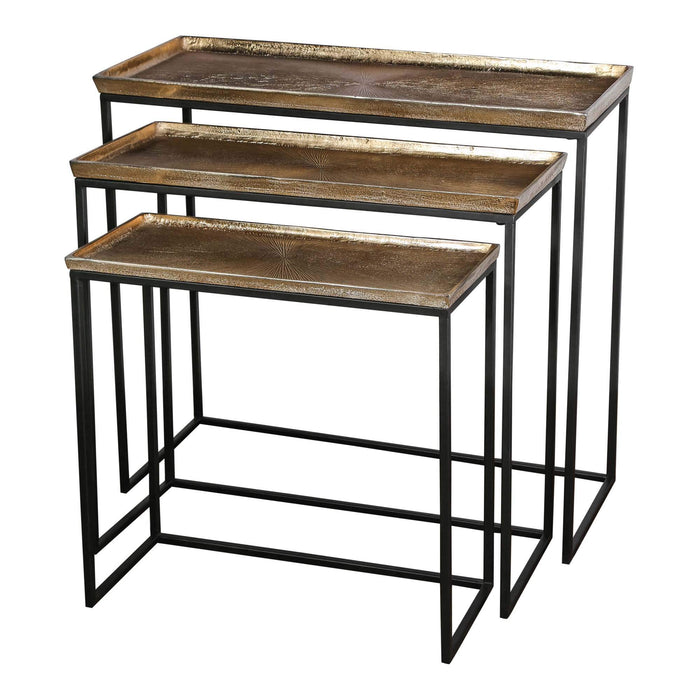 Daan Gold aluminium zwart ijzeren bijzettafel - Set van 3