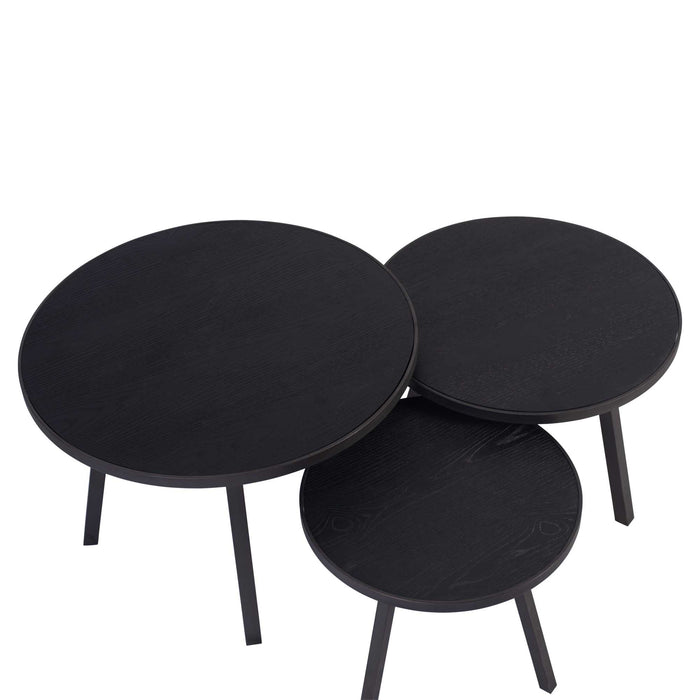 Ohara Zwart fineer salontafel metalen frame - Set van 3