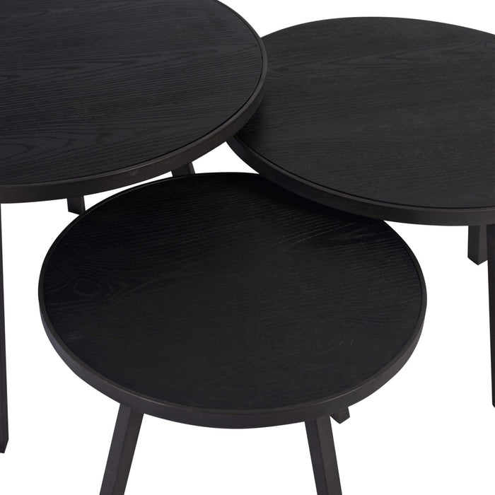 Ohara Zwart fineer salontafel metalen frame - Set van 3
