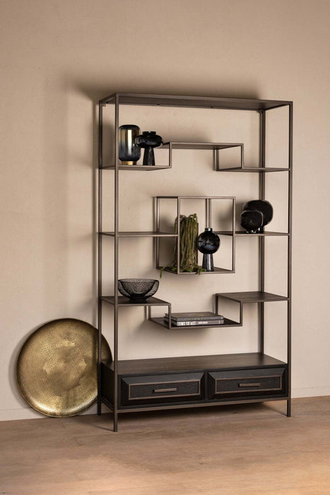 Lixly Zwarte open kast met ijzeren frame