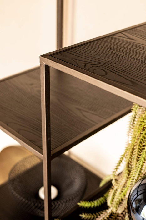 Lixly Zwarte open kast met ijzeren frame