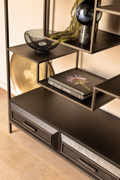 Lixly Zwarte open kast met ijzeren frame