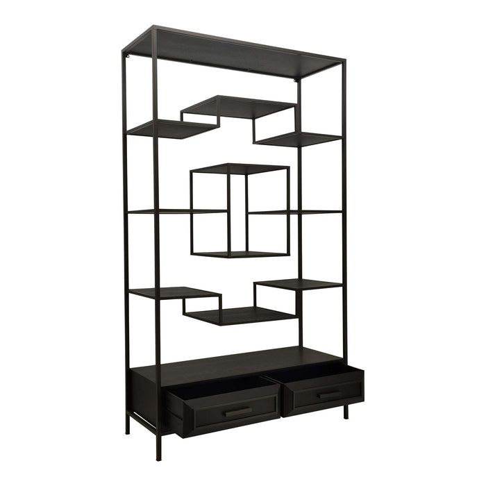 Lixly Zwarte open kast met ijzeren frame
