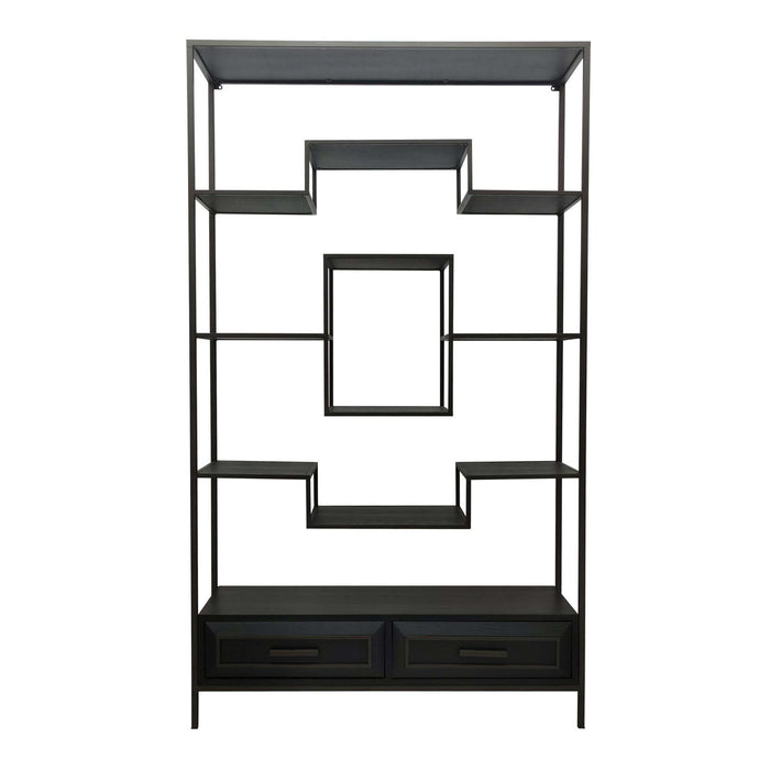 Lixly Zwarte open kast met ijzeren frame