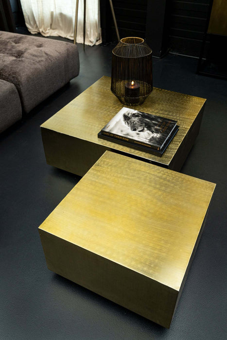 Irvy Gold ijzeren salontafel vierkant mat - Set van 2