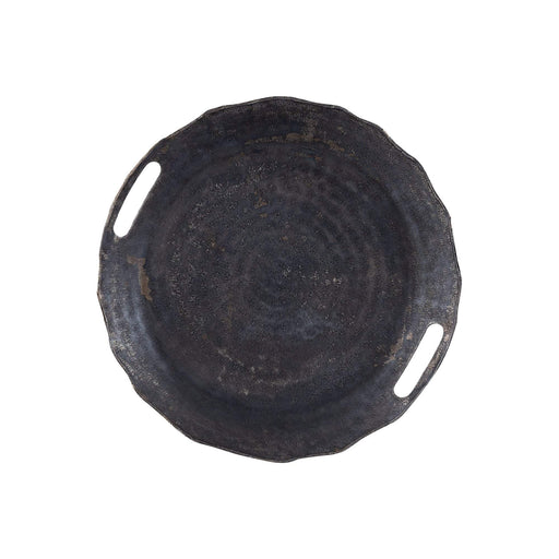 Semin Silver alu rond rustiek dienblad golvende rand S