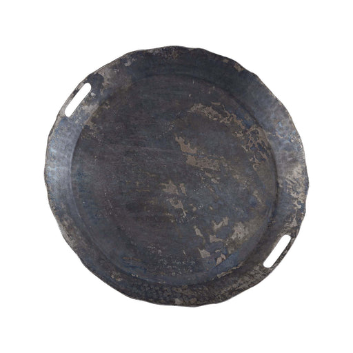 Semin Silver alu rond rustiek dienblad golvende rand L