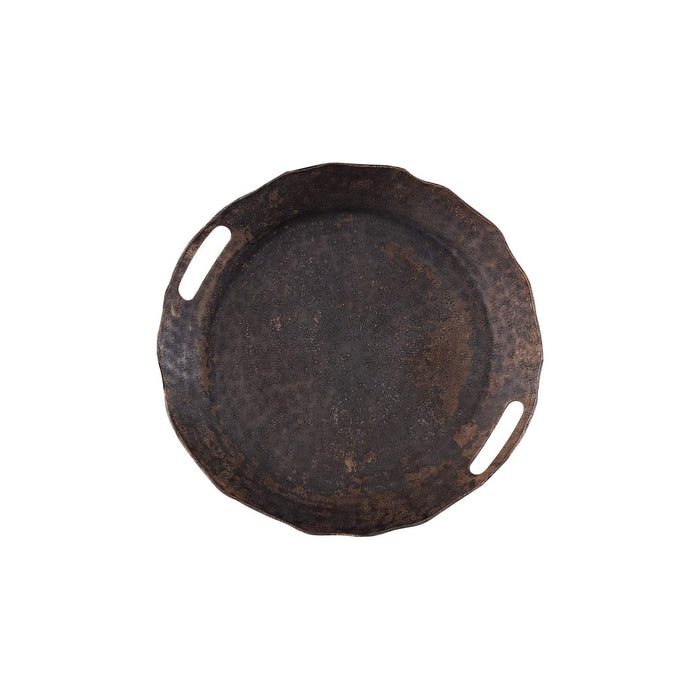 Semin Copper alu rond rustiek dienblad golvende rand S
