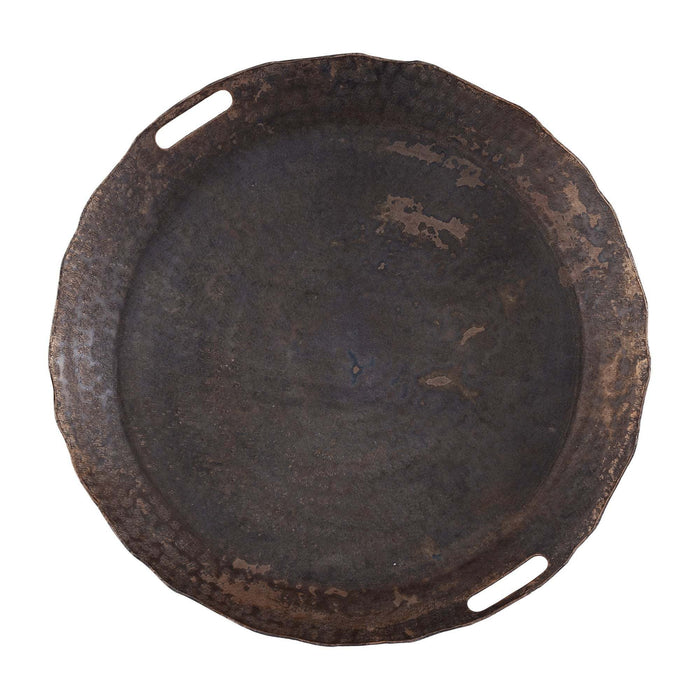 Semin Copper alu rond rustiek dienblad golvende rand L