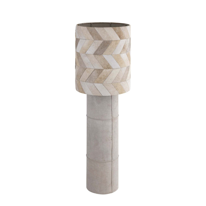 Joanne Beige suède vloerlamp met koeienhaar kap
