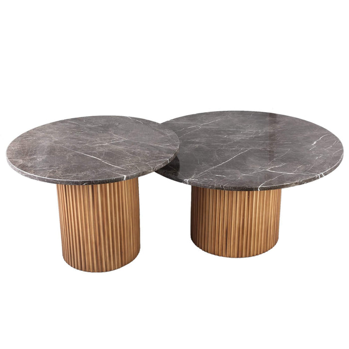 Lava Natuursteen marmeren bijzettafel set van 2