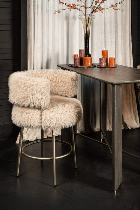 Haar Crème barstoel champagne metalen onderstel