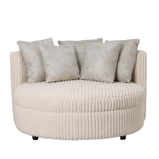 Fayen Taupe fauteuil ambience 2 crème 5 kussens