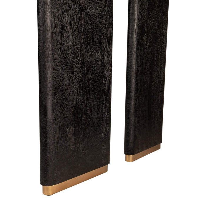 Liber Zwarte mangohouten eettafel 280cm gouden poot