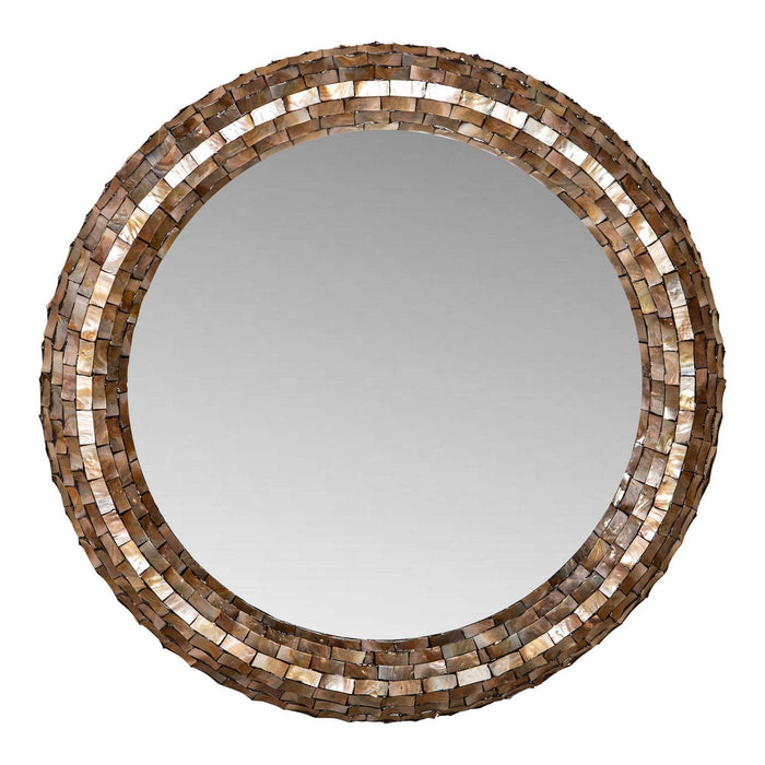 Chelsae Bronze Poly Rond Shell Mirror Groot
