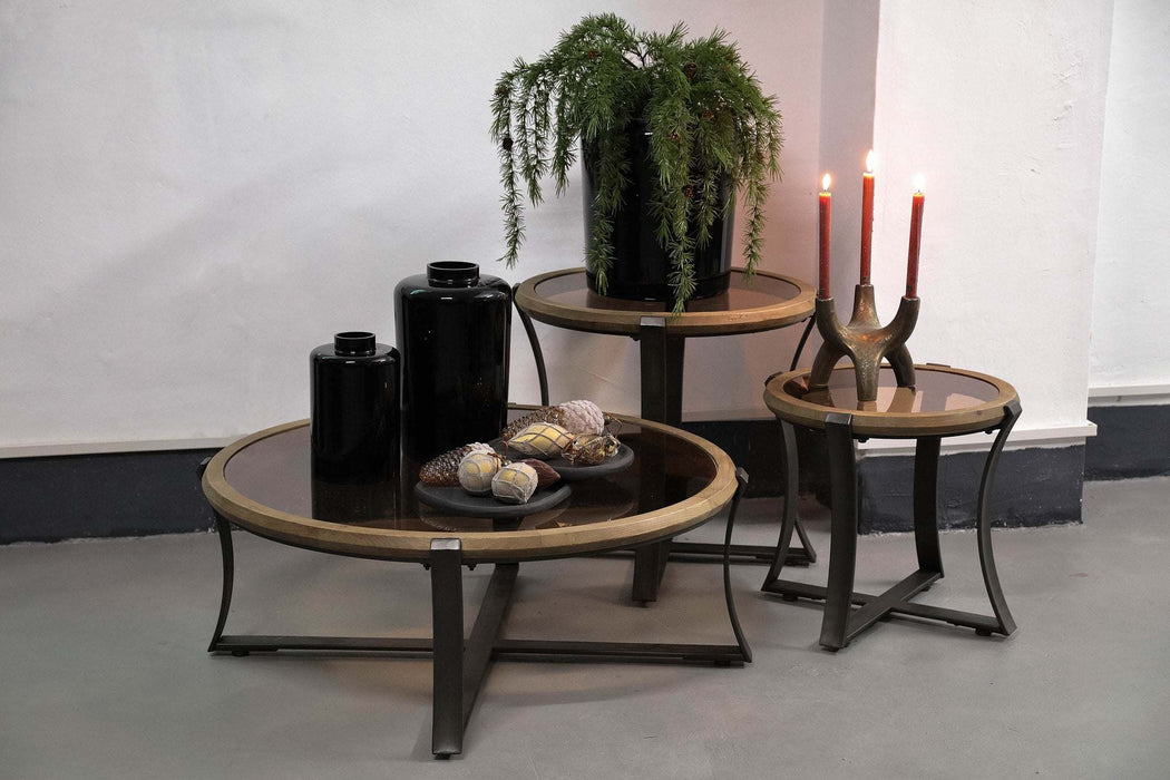 Cami Salontafel van natuurlijk dennenhout gebogen frame M