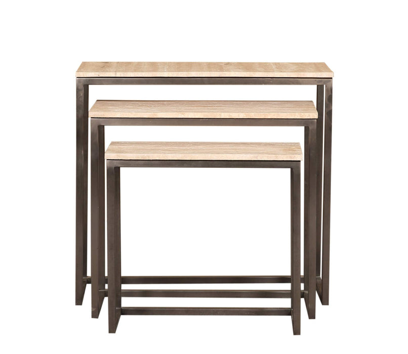 Zoah Zwarte Travertine rechthoekige bijzettafel set van 3