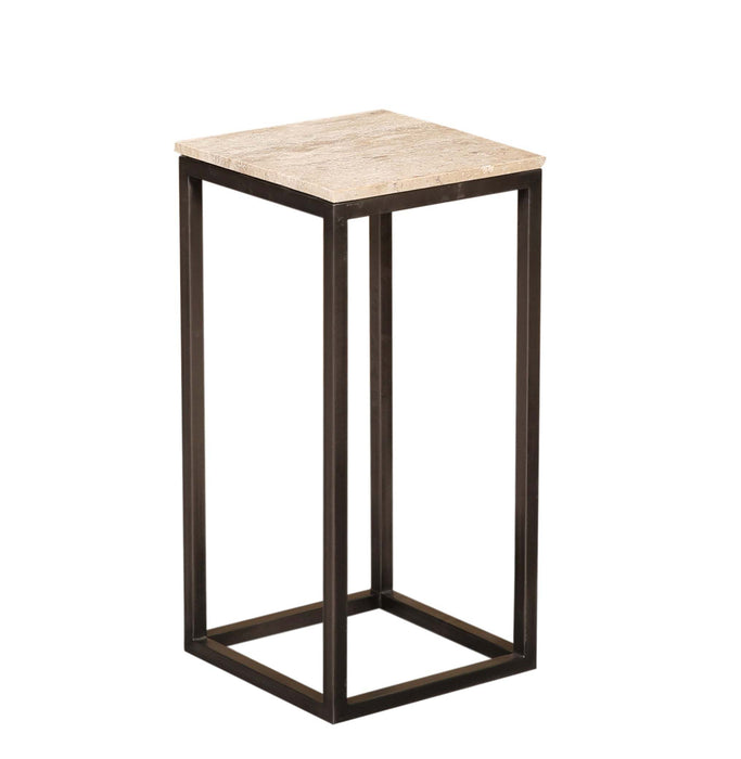 Zoah Zwarte Travertine vierkante bijzettafel
