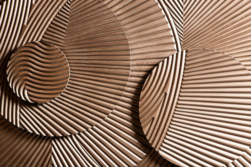 Thikra Brown dubbele cirkels mdf wandpaneel gesneden