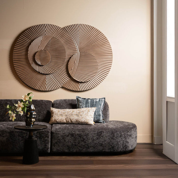 Thikra Brown dubbele cirkels mdf wandpaneel gesneden