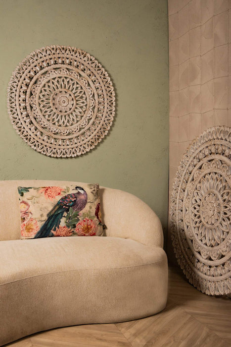 Farris Cream rond mdf wandpaneel gesneden S