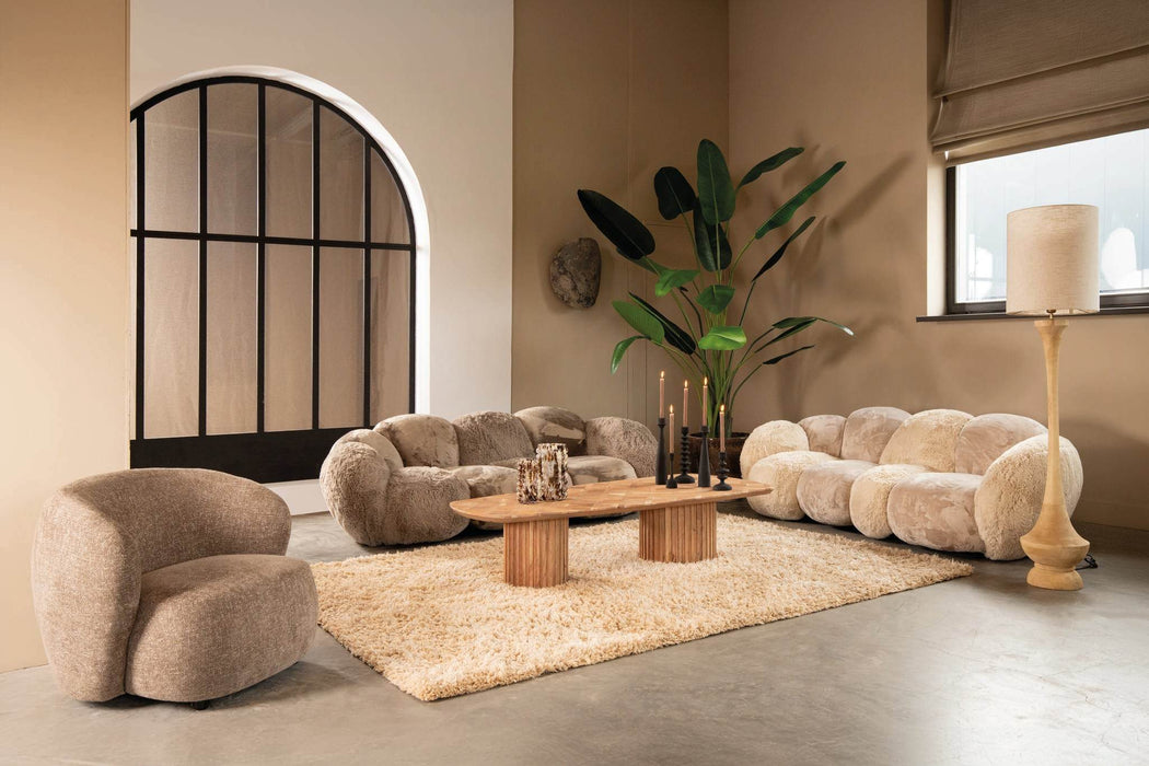 Fieron Naturel houten salontafel met dubbel onderstel