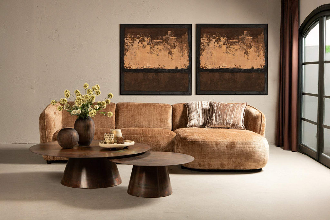 Asante Bruin canvas beschilderd wandpaneel met vierkant frame