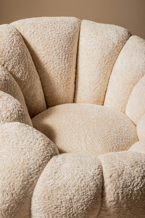 Daisy fauteuil crème goud onderstel draaibaar