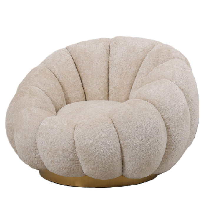 Daisy fauteuil crème goud onderstel draaibaar