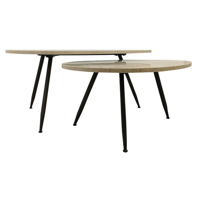 Veria set van 2 salontafels beige marmer