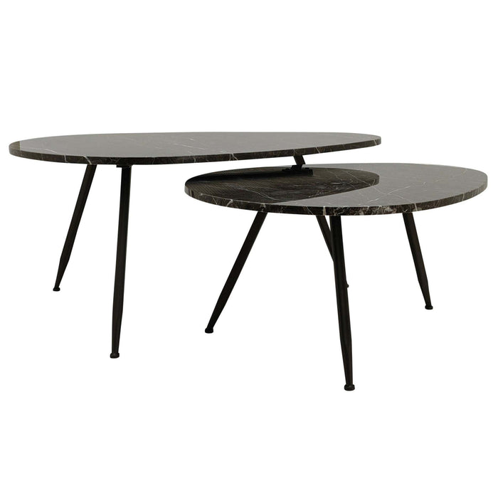 Veria set van 2 salontafels bruin marmer