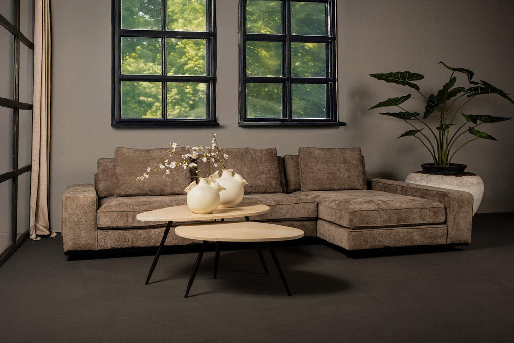 Veria set van 2 salontafels beige marmer