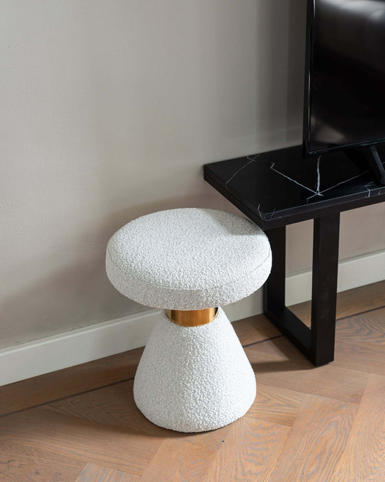 Poef Tribe 41Ø white bouclé