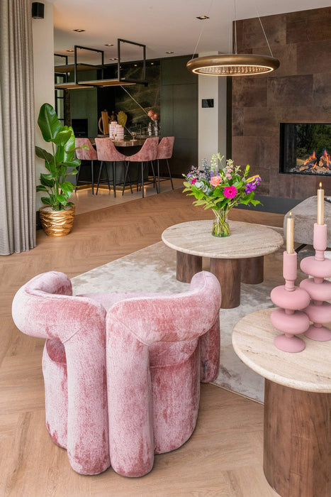 Fauteuil Dana rose chenille